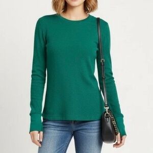 Sundance Kelly Green Long Sleeve Thermal Velvet Detail Button Sleeve Long John